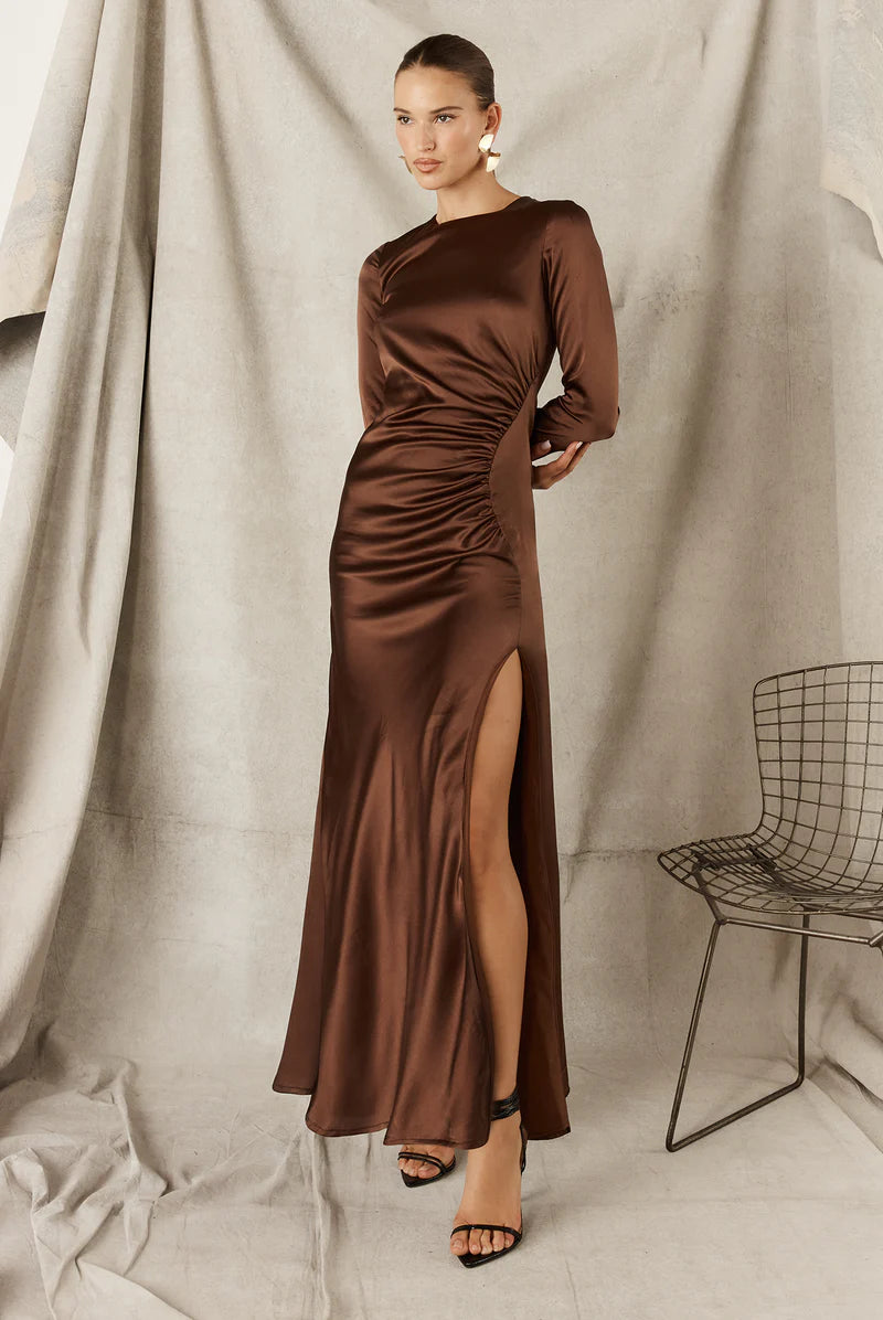 Silk Maxi Dress Intrigue on Rose Silk Maxi Dress Intrigue on Rose