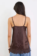 Noir Satin Lace Trim Cami