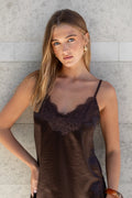 Noir Satin Lace Trim Cami