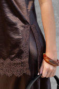 Noir Satin Lace Trim Cami