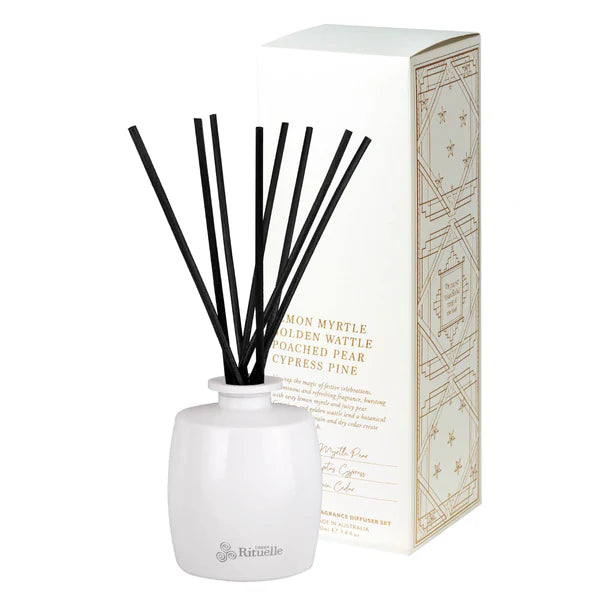 Lemon Myrtle, Golden Wattle, Poached Pear, Cypress Pine Fragrance Diffuser Set