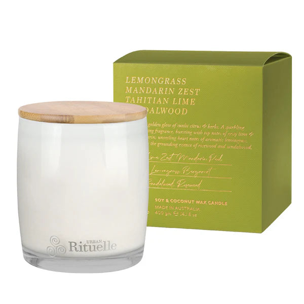 Lemongrass, Mandarin Zest, Tahitian Lime, Sandalwood Scented Soy Candle