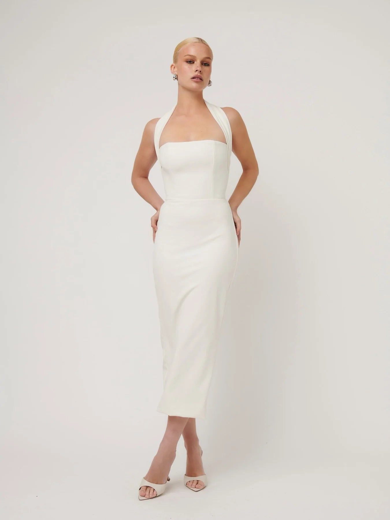 meline midi dress Sundays Meline Puff-Sleeve Off-The-Shoulder Midi Dress