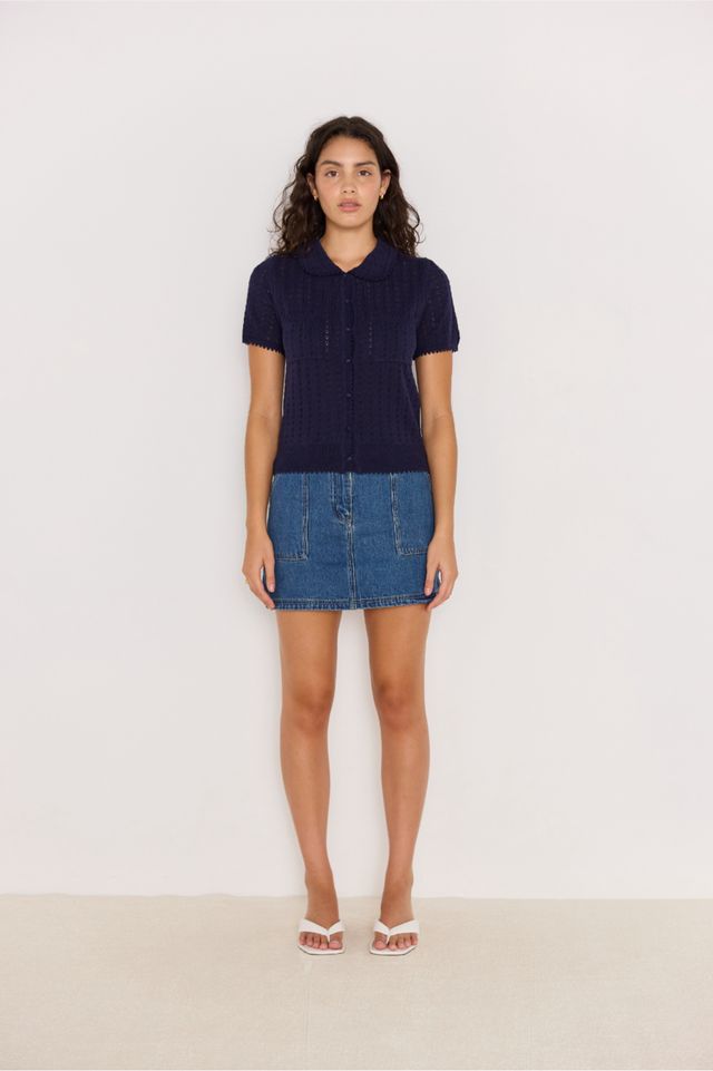 Lila Pointelle Knit Tee