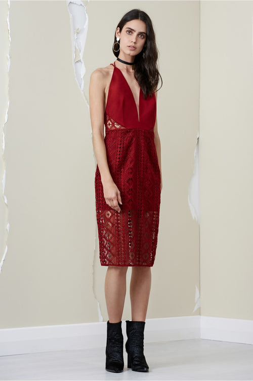finders keepers red dress Finderskeepers Frida Midi Dress